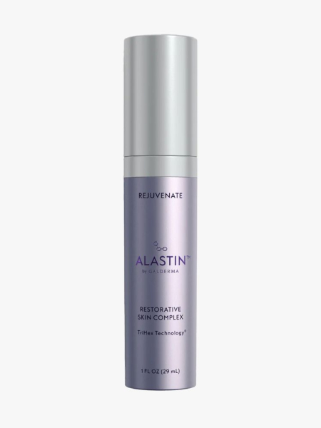 Alastin Restorative Skin Complex with TriHex+ in branded component on a light gray background